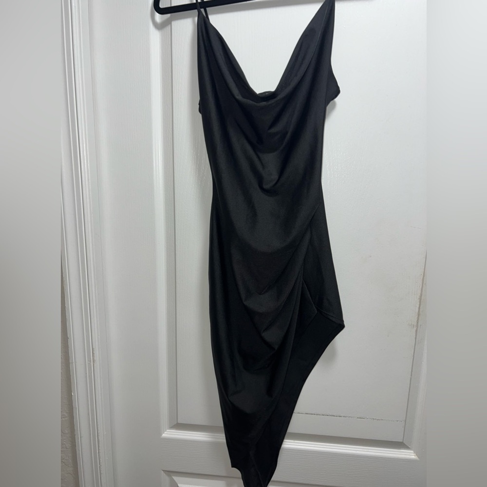 Never worn all black fitted silk dress.